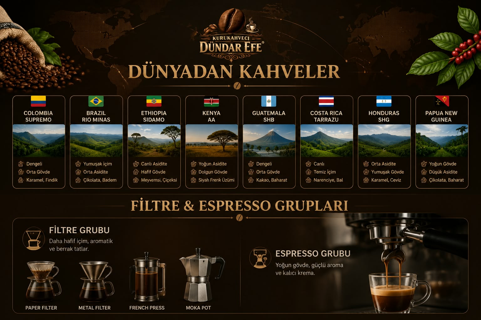Dünyadan kahveler  - Kurukahveci Dündar Efe
